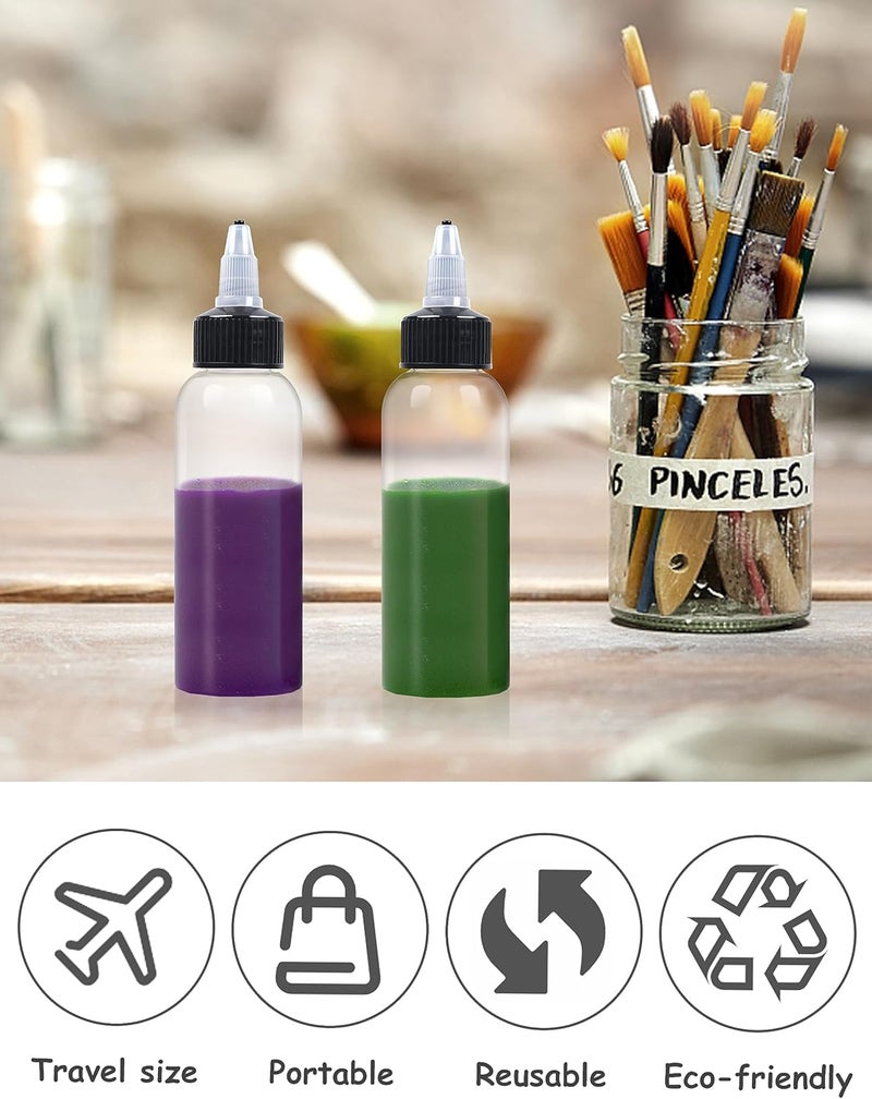 EOSAU 6 Pcs 2oz Plastic Squeeze Bottles with Twist Top Cap, 60ml Clear Dispensing Bottles, Empty Squirt Bottle for Liquids, Sauces, Arts, Crafts, Travel - Image 3